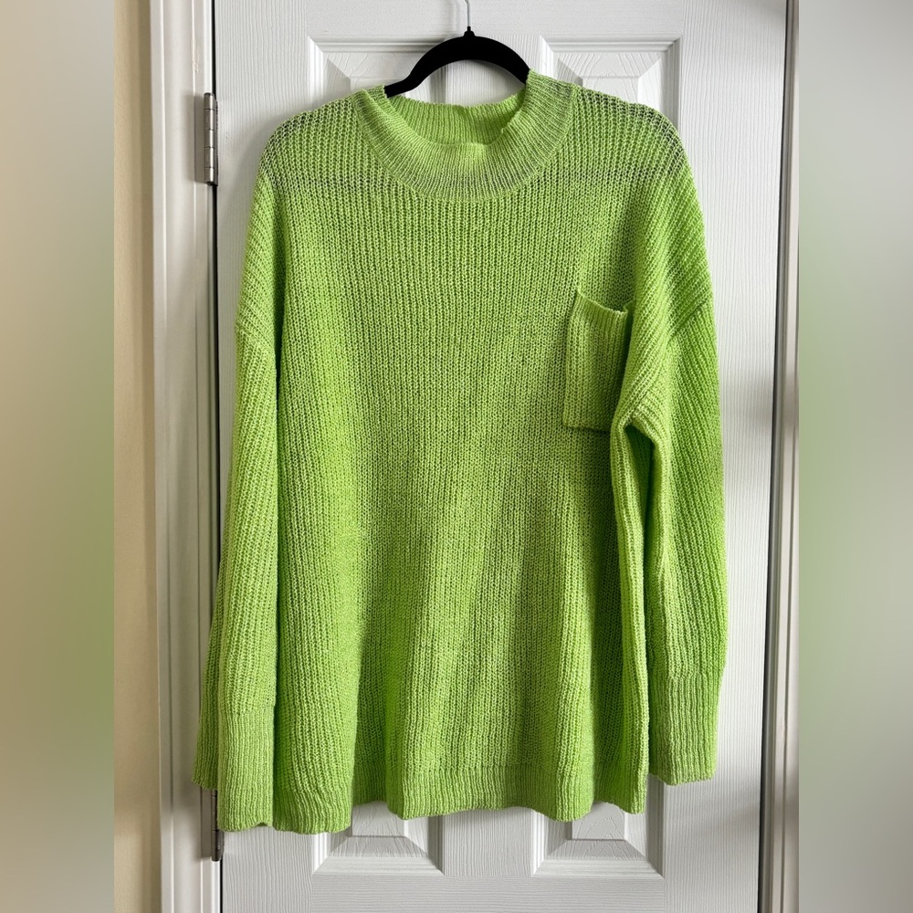 Pink Lily Vibrant Green Turtleneck Sweater